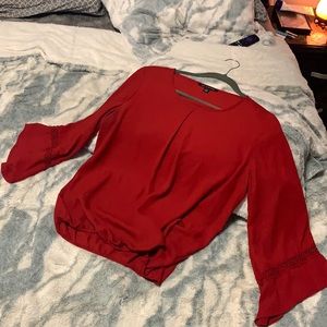 Zac & Rachel sheer red, 3/4 sleeve blouse